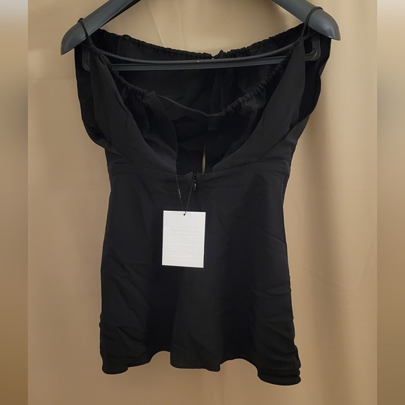 TOTEME-Black Gathered Tank Top - Picture 3 of 7